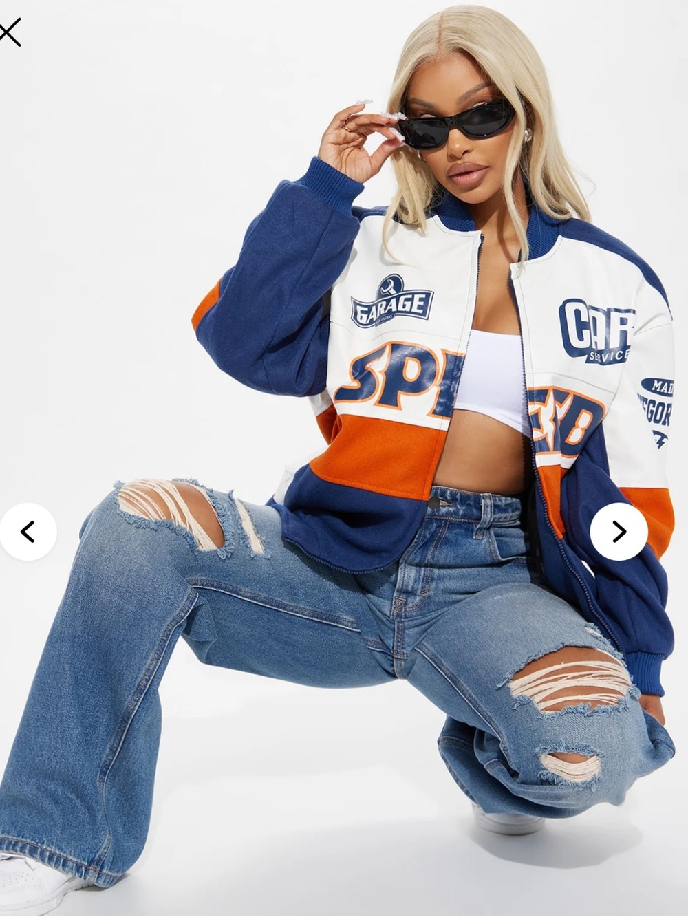 Fashion Nova Over The Speed Limit Oversized Bomber Varsity Jacket Size Small - Picture 2 of 16